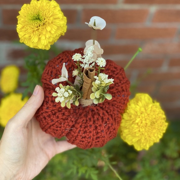 Halloween Fall Decor Handmade Crochet Pumpkin - Medium - Picture 3 of 3